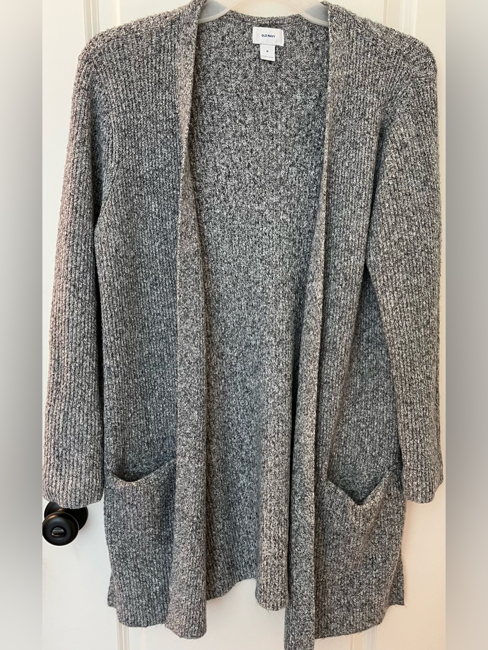 Old Navy Women’s Grey Marl Shaker Stitch Open Front Longline Cardigan Sweater